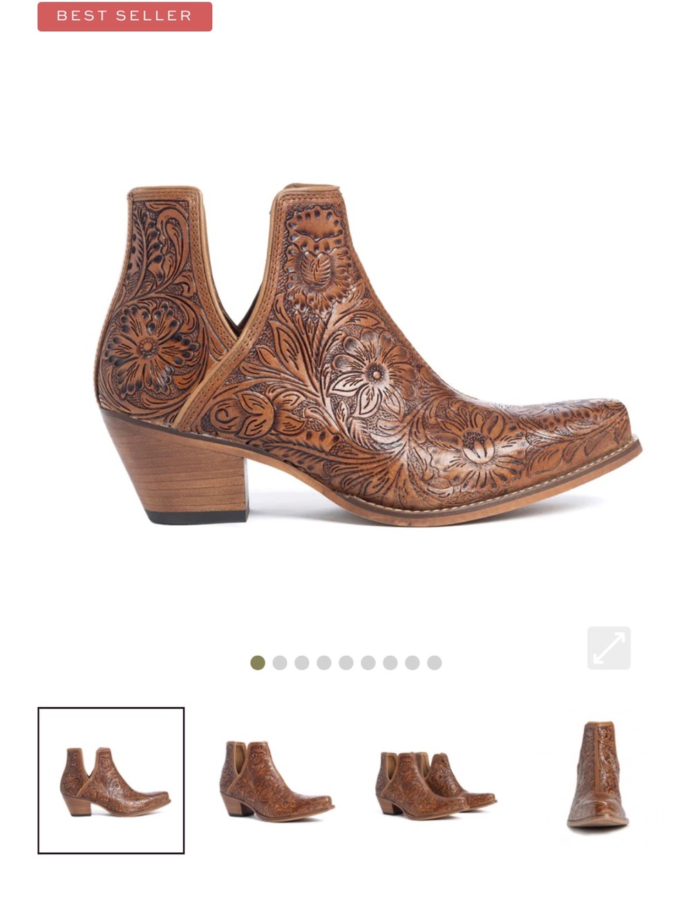 Myra Leather Floral Ankle Boots